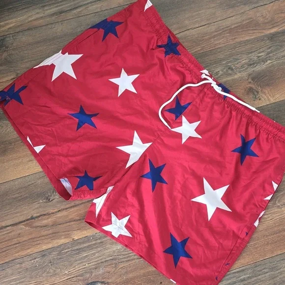 Walnut & 39th - Men's 7 " Star Swim Trunk - Red - Picture 5 of 5